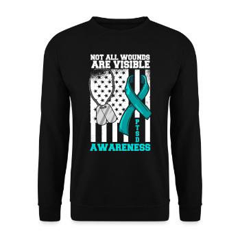 PTSD awareness that you are not alone - Unisex Sweatshirt - black - Front - Alina (178cm) & Michal (187cm)
