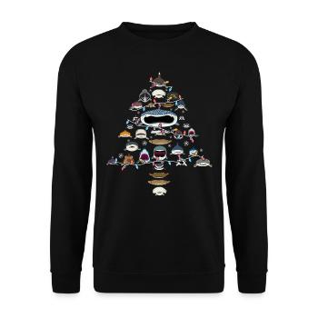Hai, Haie, Shakr-Weihnachtsbaum - Unisex Pullover - Schwarz - Vorne - Alina (178cm) & Michal (187cm)