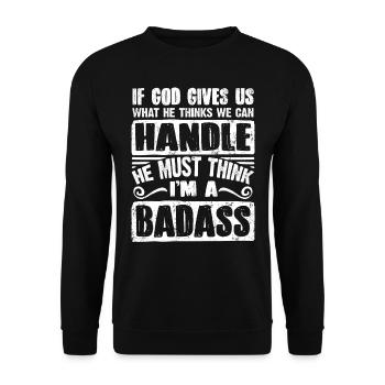 Wenn Gott Uns Gibt, Was Er Denkt - Unisex Pullover - Schwarz - Vorne - Alina (178cm) & Michal (187cm)