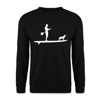 SUP STAND Up Paddel Mit Hund, Paddeln - Unisex Pullover - Schwarz - Vorne - Alina (178cm) & Michal (187cm)