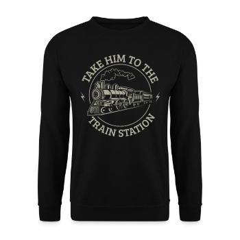 Take it to the train station - Unisex Sweatshirt - black - Front - Alina (178cm) & Michal (187cm)