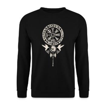 Wikinger Wikinger Nordmythologie - NORSE - Unisex Pullover - Schwarz - Vorne - Alina (178cm) & Michal (187cm)