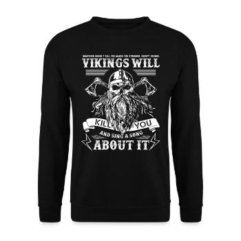 Wikinger Wikinger Nordmythologie - NORSE - Unisex Pullover - Schwarz - Vorne - Alina (178cm) & Michal (187cm)