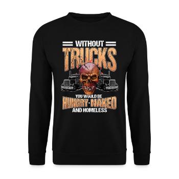 Lkw-Fahrer Trucker Trucks - Unisex Pullover - Schwarz - Vorne - Alina (178cm) & Michal (187cm)