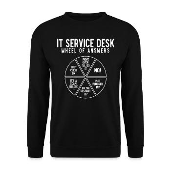 IT Service Desk Wheel of Answers - Unisex Sweatshirt - black - Front - Alina (178cm) & Michal (187cm)
