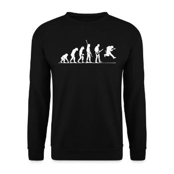 Gitarrenspieler Evolution, Gitarrist - Unisex Pullover - Schwarz - Vorne - Alina (178cm) & Michal (187cm)