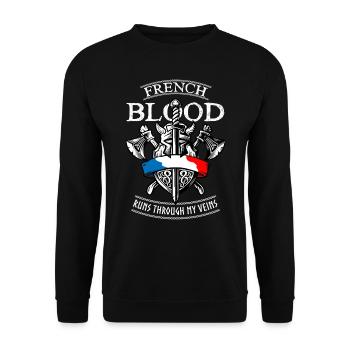 French Blood Flows Through My Veins - Unisex Sweatshirt - black - Front - Alina (178cm) & Michal (187cm)