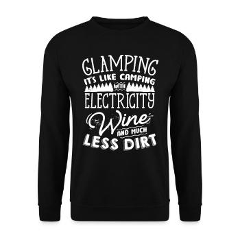 Glamping, Es Ist Wie Camping Mit Strom - Unisex Pullover - Schwarz - Vorne - Alina (178cm) & Michal (187cm)