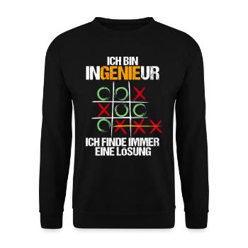 Ingenieur, Ich finde immer eine Lösung - Unisex Pullover - Schwarz - Vorne - Alina (178cm) & Michal (187cm)