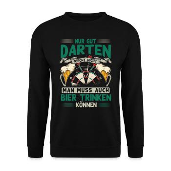 Darten, Dart, Dartpfeil, Darter - Unisex Pullover - Schwarz - Vorne - Alina (178cm) & Michal (187cm)