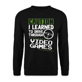 I Learned to Drive Through Video Games - Unisex Sweatshirt - black - Front - Alina (178cm) & Michal (187cm)