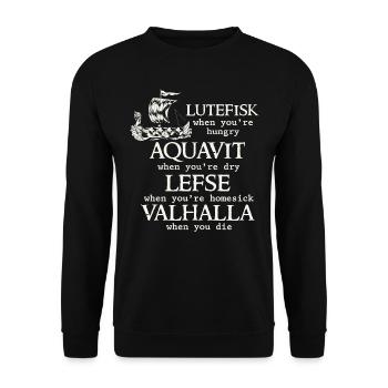 Scandinavian Poe, Viking, Lutefisk - Unisex Sweatshirt - black - Front - Alina (178cm) & Michal (187cm)