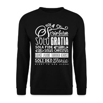 5 Solas, Réforme chrétienne protestante - Sweat-shirt Unisexe - noir - Devant - Alina (178cm) & Michal (187cm)