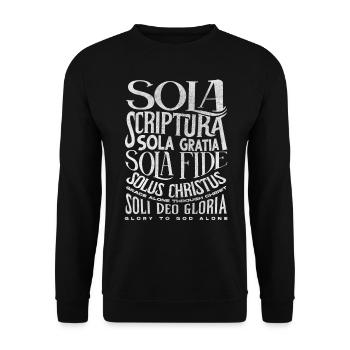 5 Solas, Protestant Christian Reformation - Unisex Sweatshirt - black - Front - Alina (178cm) & Michal (187cm)