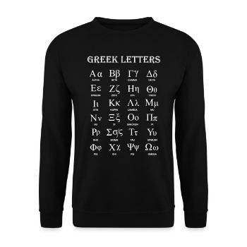 Griechische Buchstaben, Griechisches Alphabet - Unisex Pullover - Schwarz - Vorne - Alina (178cm) & Michal (187cm)