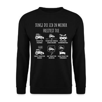 Traktoren, Traktor, Bauer, Landwirt - Unisex Pullover - Schwarz - Vorne - Alina (178cm) & Michal (187cm)