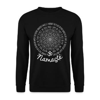 Namaste Wir Sind Ein Meditation-Mandala Yoga - Unisex Pullover - Schwarz - Vorne - Alina (178cm) & Michal (187cm)