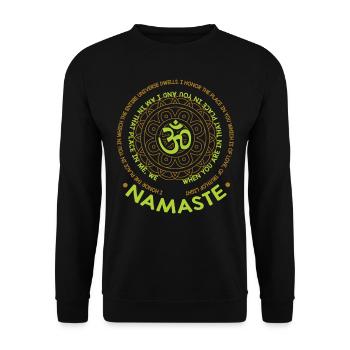 Namaste Wir Sind Ein Meditation-Mandala Yoga - Unisex Pullover - Schwarz - Vorne - Alina (178cm) & Michal (187cm)