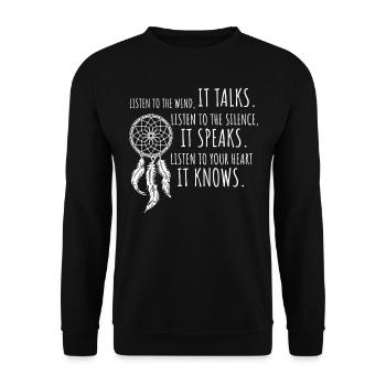 Native American Dreamcatcher Poem - Unisex Sweatshirt - black - Front - Alina (178cm) & Michal (187cm)
