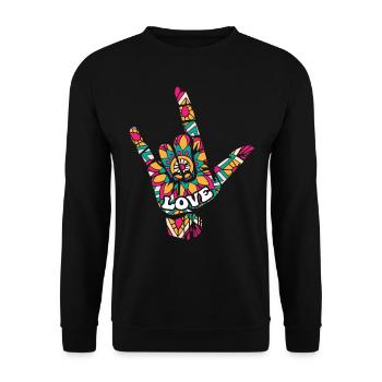 Langue des signes Asl. - Sweat-shirt Unisexe - noir - Devant - Alina (178cm) & Michal (187cm)