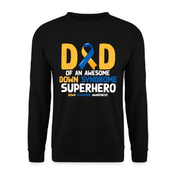Down-Syndrom-Superheld, Down-Syndrom-Bewusstsein - Unisex Pullover - Schwarz - Vorne - Alina (178cm) & Michal (187cm)