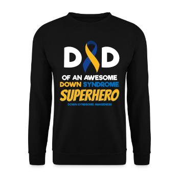 Down-Syndrom-Superheld, Down-Syndrom-Bewusstsein - Unisex Pullover - Schwarz - Vorne - Alina (178cm) & Michal (187cm)