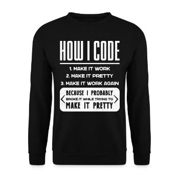 Programmierer, Code, Nerd, Programmierung - Unisex Pullover - Schwarz - Vorne - Alina (178cm) & Michal (187cm)