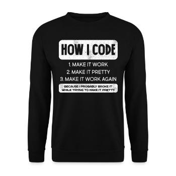 Programmierer, Code, Nerd, Programmierung - Unisex Pullover - Schwarz - Vorne - Alina (178cm) & Michal (187cm)