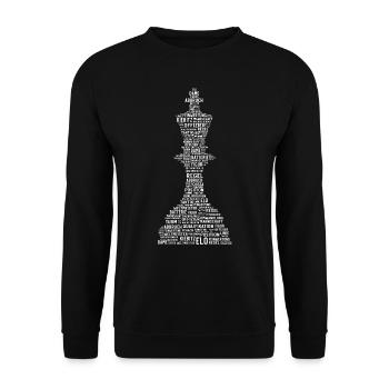 Schachkönig Word Cloud, Schachspieler - Unisex Pullover - Schwarz - Vorne - Alina (178cm) & Michal (187cm)
