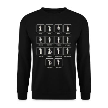 Griechische Mythologie, Griechischer Mythos Götter - Unisex Pullover - Schwarz - Vorne - Alina (178cm) & Michal (187cm)