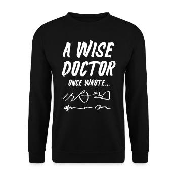 Wise Doctor, Dr. Illegible Notes - Unisex Sweatshirt - black - Front - Alina (178cm) & Michal (187cm)