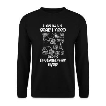 Matériel photographique, - Sweat-shirt Unisexe - noir - Devant - Alina (178cm) & Michal (187cm)