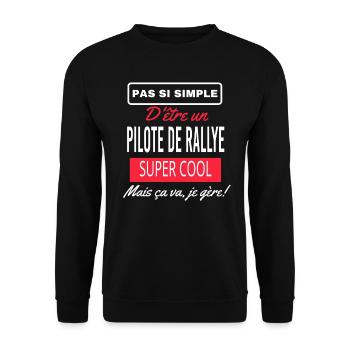 pas si simple PILOTE DE RALLYE - Sweat-shirt Unisexe - noir - Devant - Alina (178cm) & Michal (187cm)