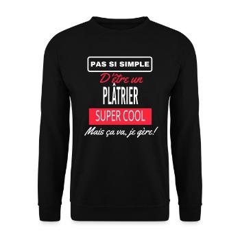 pas si simple PLÂTRIER - Sweat-shirt Unisexe - noir - Devant - Alina (178cm) & Michal (187cm)