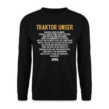 Traktor Unser, Traktoren, Bauer, Landwirt - Unisex Pullover - Schwarz - Vorne - Alina (178cm) & Michal (187cm)
