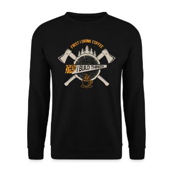 Woodworm, carpenter, carpenter - Unisex Sweatshirt - black - Front - Alina (178cm) & Michal (187cm)