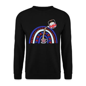Union Jack Flag Mit Tee Tasse - Unisex Pullover - Schwarz - Vorne - Alina (178cm) & Michal (187cm)