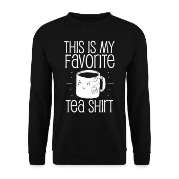 Favorite tea shirt, tea, tea drinker - Unisex Sweatshirt - black - Front - Alina (178cm) & Michal (187cm)