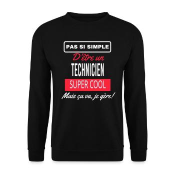 pas si simple TECHNICIEN - Sweat-shirt Unisexe - noir - Devant - Alina (178cm) & Michal (187cm)