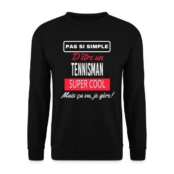 pas si simple TENNISMAN - Sweat-shirt Unisexe - noir - Devant - Alina (178cm) & Michal (187cm)