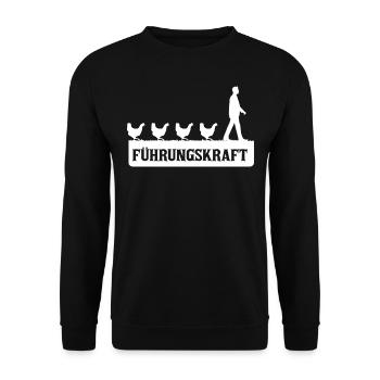 Führungskraft, Hühnerzucht, Hühner - Unisex Pullover - Schwarz - Vorne - Alina (178cm) & Michal (187cm)