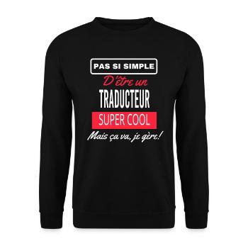 pas si simple TRADUCTEUR - Sweat-shirt Unisexe - noir - Devant - Alina (178cm) & Michal (187cm)