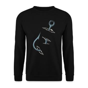 Fishermen, fishing, fishing hooks - Unisex Sweatshirt - black - Front - Alina (178cm) & Michal (187cm)