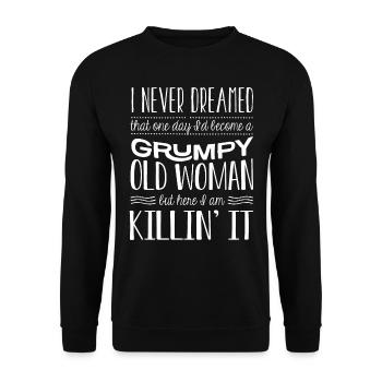 Grumpy old man, here I am - Unisex Sweatshirt - black - Front - Alina (178cm) & Michal (187cm)