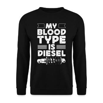 Mon groupe sanguin est diesel, chauffeur de camion - Sweat-shirt Unisexe - noir - Devant - Alina (178cm) & Michal (187cm)