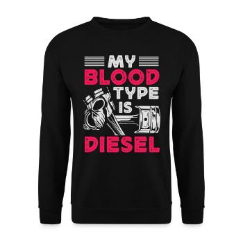 Mon groupe sanguin est diesel, chauffeur de camion - Sweat-shirt Unisexe - noir - Devant - Alina (178cm) & Michal (187cm)