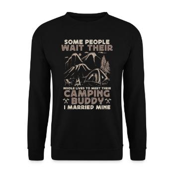 Camping Buddy Married, Camping, Outdoor - Unisex Sweatshirt - black - Front - Alina (178cm) & Michal (187cm)