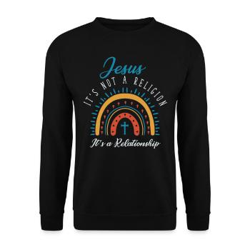 Jesus, Es Ist Keine Religion Es Ist Eine Beziehung - Unisex Pullover - Schwarz - Vorne - Alina (178cm) & Michal (187cm)