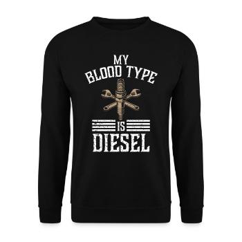 Mon groupe sanguin est diesel, chauffeur de camion - Sweat-shirt Unisexe - noir - Devant - Alina (178cm) & Michal (187cm)