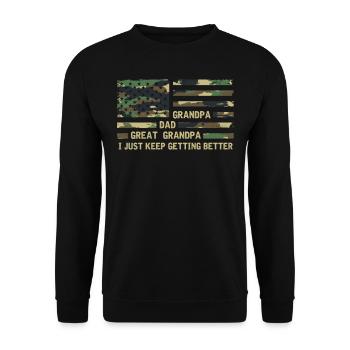 Papa Opa, Urenkel Opa - Unisex Pullover - Schwarz - Vorne - Alina (178cm) & Michal (187cm)